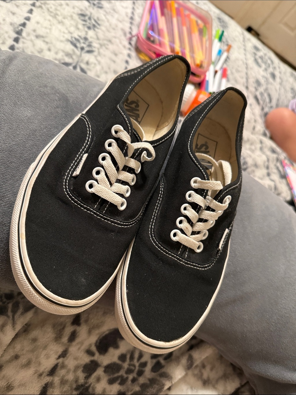 Vans Black Canvas Low-Top Sneakers with White Accents